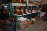 WORKBENCH WITH UPPER LIGHTING AND SHELF, GREEN AND