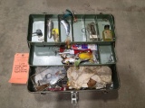 VINTGE METAL TACKLE BOX W/ASSORTED FISHING TACKLE