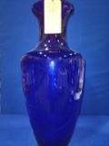 LARGE BLUE GLASS VASE, APPROX. 32