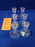 (6) MATCHING CLEAR GLASS CANDLE HOLDERS