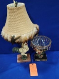 (2) ITEMS: ROOSTER LAMP & ROOSTER W/BOWL ON TOP