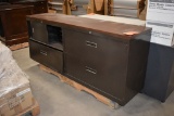 BROWN METAL FILE CABINET W/LAMINATE TOP, 18