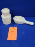 (2) WHITE GLASS SCHMID BROTHERS DESIGN &