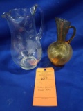 (2) GLASS PITCHERS/FLOWER VASES