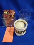 (4) MISC. GLASS CANDLE HOLDERS