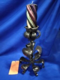 LARGE BLACK METAL CANDLE HOLDER