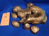 (6) COPPER HANGING DECORATIONS/BAKING MOLDS