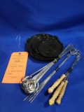 MISC. FONDUE FORKS & (7) BLACK PLASTIC COVERS