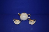 HAND CRAFTED GOLD & CREAM SET (3) ITEMS