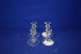 (4) GLASS CANDLE HOLDERS