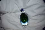 MULTI COLORED GLASS PERFUME BOTTLE, 6-1/2
