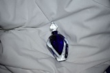 BLUE GLASS PERFUME BOTTLE, 6-1/2H