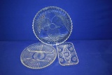 (3) CRYSTAL GLASS TRAYS
