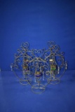 (5) HAND CRAFTED METAL CANDLE HOLDERS, BLUE/GREEN