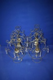 (6) HAND CRAFTED METAL CANDLE HOLDERS, CLEAR