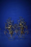 (6) HAND CRAFTED METAL CANDLE HOLDERS, BROWN