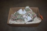 BOX OF QUEEN SIZED BEDDING: BED SKIRT, (2) PILLOW CASES,