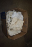 LIVING ROOM LINES SET: (2) CREAM COUCH COVERS,