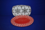 (2) GLASS CHRISTMAS TRAYS