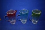 (3) PLASTIC PITCHERS, (1) WHITE PLASTIC COFFEE SERVER