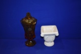 (2) GLASS VASES, HOME DECOR, CREAM COLORED/BROWN