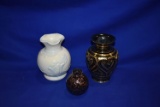 (3) GLASS/METAL VASES