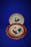(2) LARGE ROOSTER SERVING DISHES