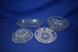 (3) CRYSTAL GLASS SERVING TRAYS, (1) CRYSTAL GLASS