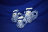 (3) BLUE/WHITE GLASS CHICKEN