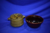 GREEN SERVING DISH W/LID & 10