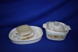 (4) SQUARE (1) OVAL SET OF CORNING WARE GLASS