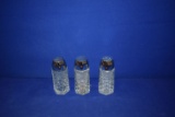 (3) GLASS SALT SHAKERS