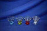 BOX OF (3) CLEAR W/COLORED BOTTOM GLASS SET