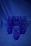 (10) TALL BLUE GLASSES