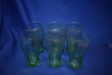 (12) GREEN COCA COLA TALL GLASSES