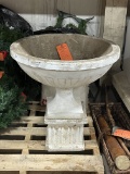 WHITE BIRD BATH W/WHITE PEDESTAL, APPROX. 28