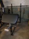 WEIGHT BENCH WITH WEIGHTS AND BARS