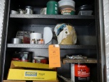 CONTENTS OF CABINET, MOSTLY BODY WORK PUTTY, ETC.