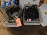 (4) BINS WITH ASSORTED HOSES, TANK AND MISC.