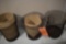 (3) EXTRUDED STEEL CANS AND (2) WICKER BASKETS