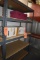 STEEL SHELVING UNIT WITH WOOD SHELVES, NO CONTENTS,