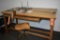 VINTAGE WOODEN DRAFTING TABLE WITH WOODEN STOOL,