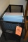 BLACK METAL TUB FILE WITH WHEELS AND LOWER SHELF,