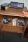 SMALL THREE SHELF STAND ON WHEELS, 29