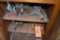 ASSORTED COPPER PIECES ON THESE THREE SHELVES