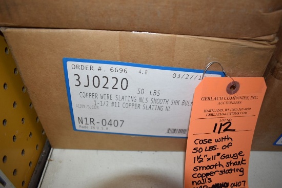 CASE WITH 50LBS OF 1 1/2" x11 GAUGE SMOOTH SHANK