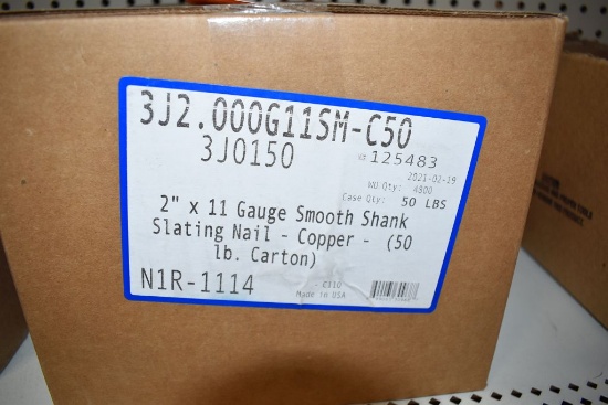 CASE WITH 50LBS OF 2"x11 GAUGE SMOOTH SHANK