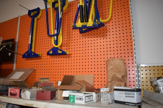 4' SHELF OF BOXED HARDWARE- INCLUDES SEVERAL BOXES