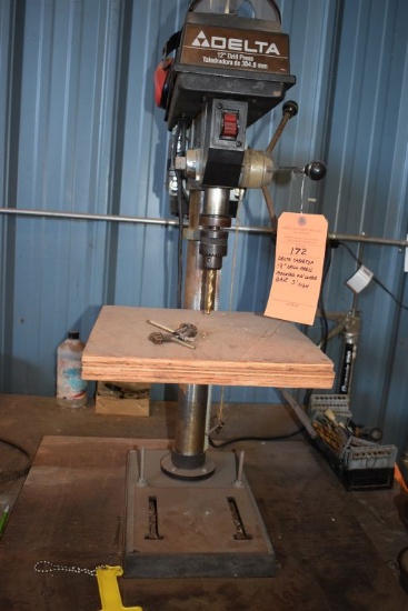 DELTA TABLETOP 12" DRILL PRESS MOUNTED ON WOOD BASE