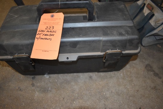 GRAY PLASTIC 20" TOOLBOX WITH CONTENTS